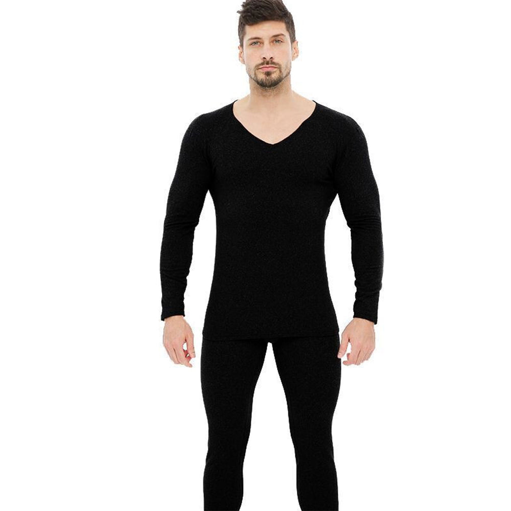 Castillotigo™ Conjunto de ropa interior térmica de terciopelo con cuello en V para hombre Slim Fit