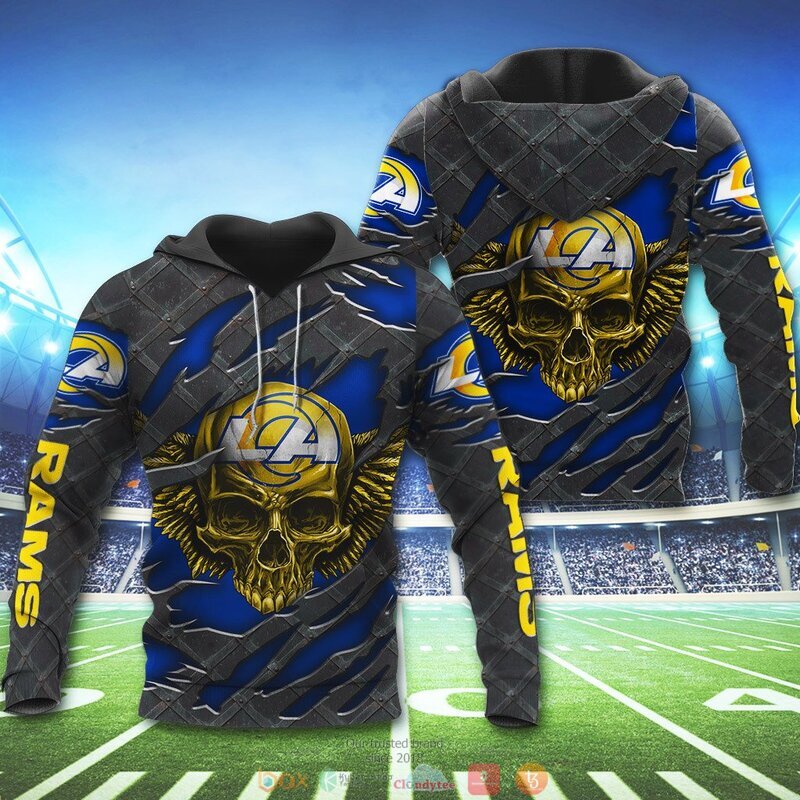 LOS ANGELES RAMS WINGS SKULL 3D HOODIE