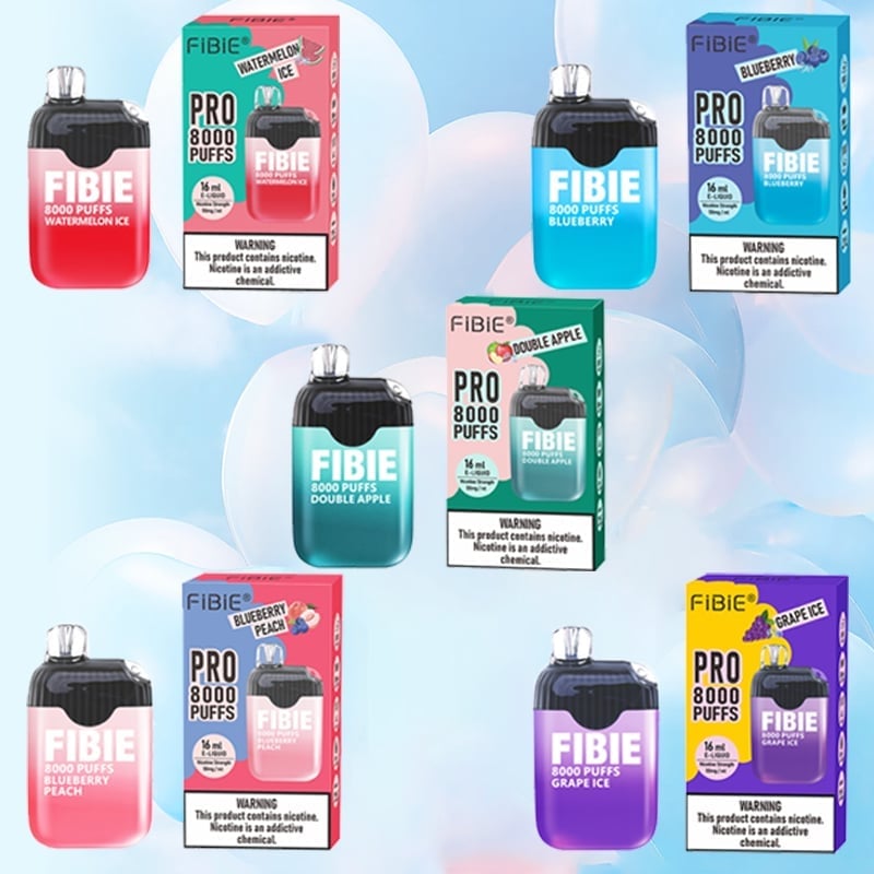 FIBIE 8000 Puffs Disposable Vapor Wands(8000 PUFFS) -  Raspberry--grape