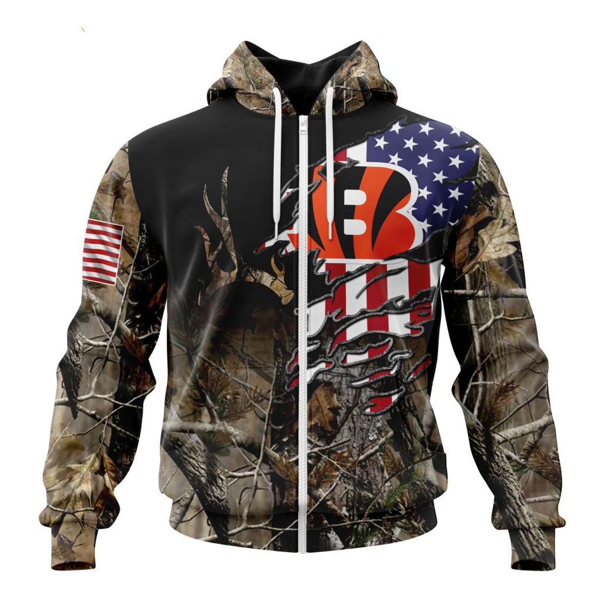 CINCINNATI BENGALS 3D HOODIE CAMO REALTREE HUNTING