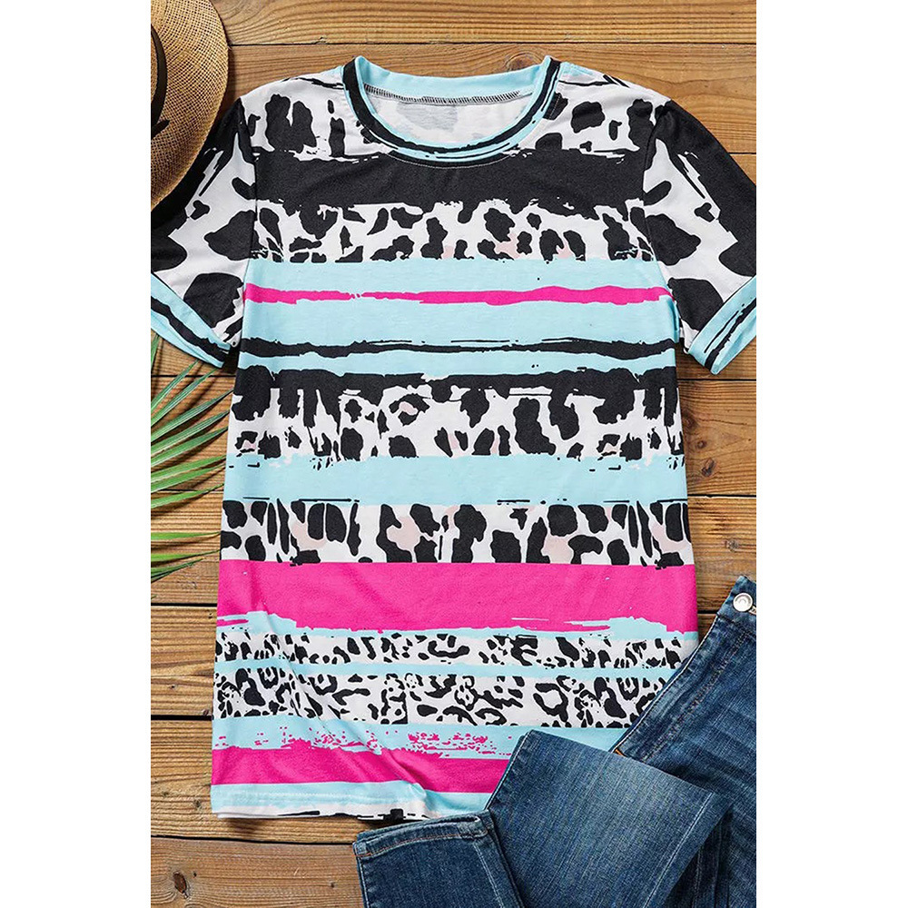 Castillotigo™ Rayas de leopardo mangas cortas