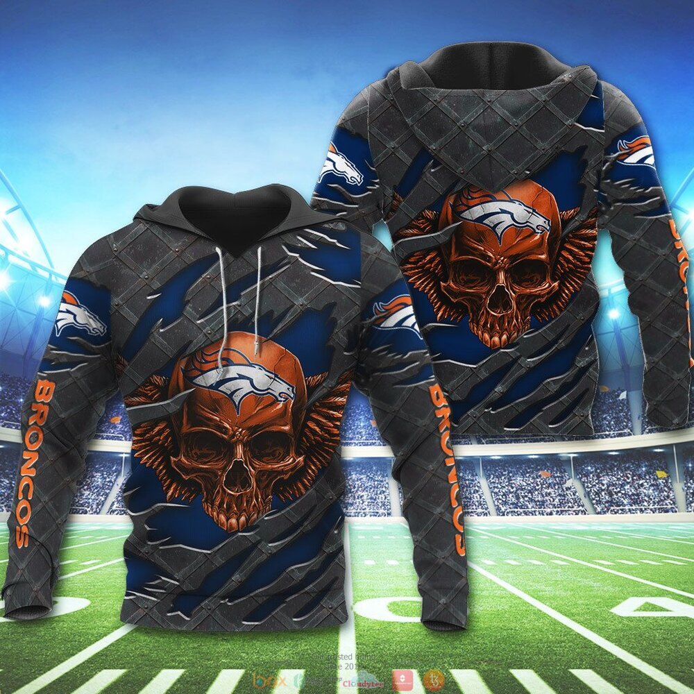 DENVER BRONCOS WINGS SKULL 3D HOODIE