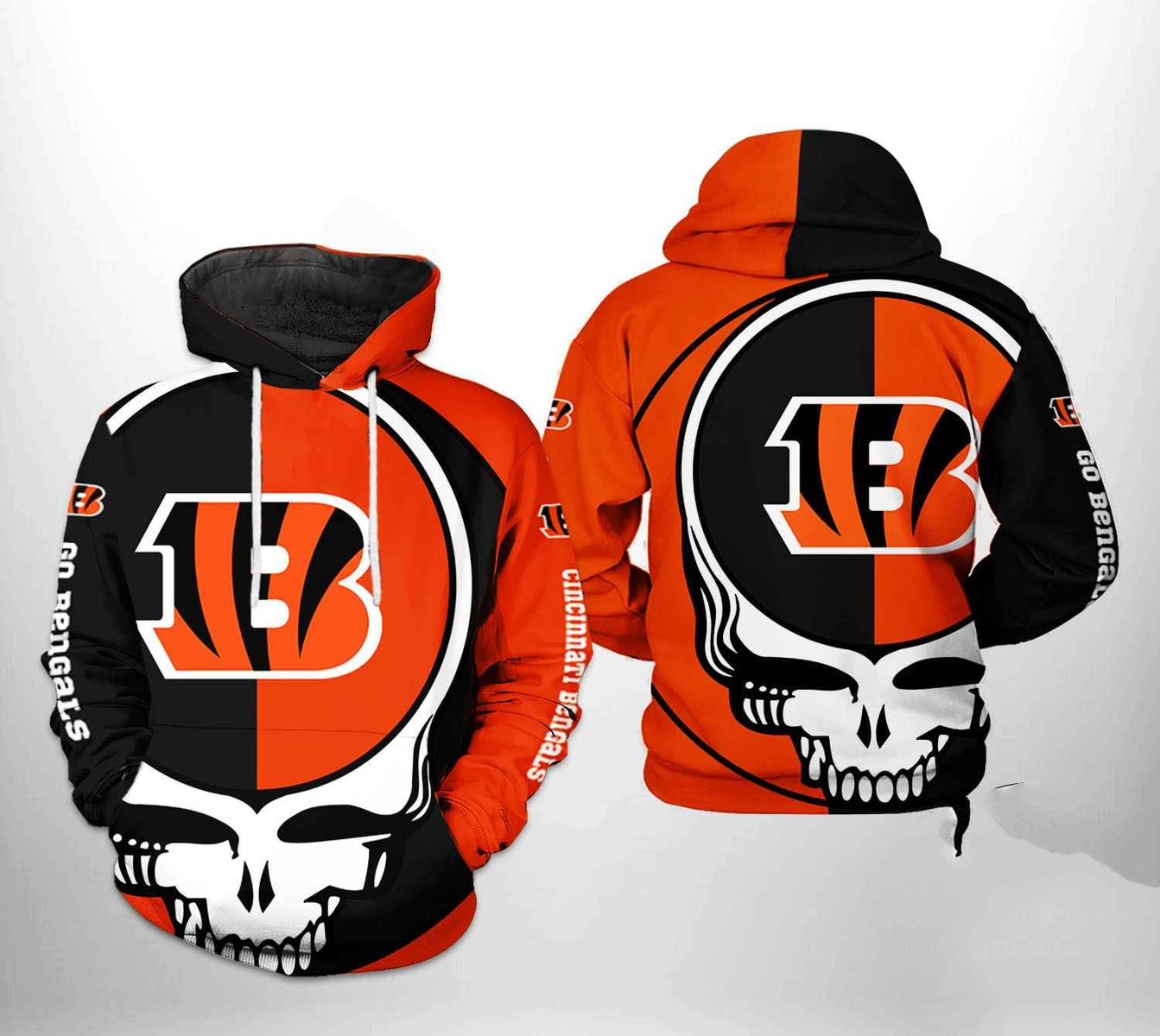 CINCINNATI BENGALS 3D HOODIE SKULL104