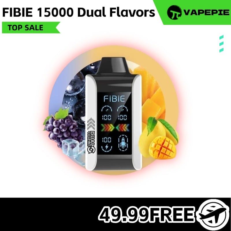 FIBIE 15000 Dual Flavors Disposable Vapor Wands(15000 PUFFS) - Digital LCD Indicator