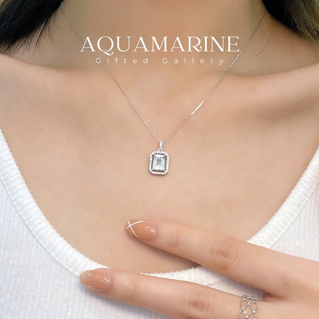 已售＊1.57ct Aquamarine diamond necklace by Gifted Gallery