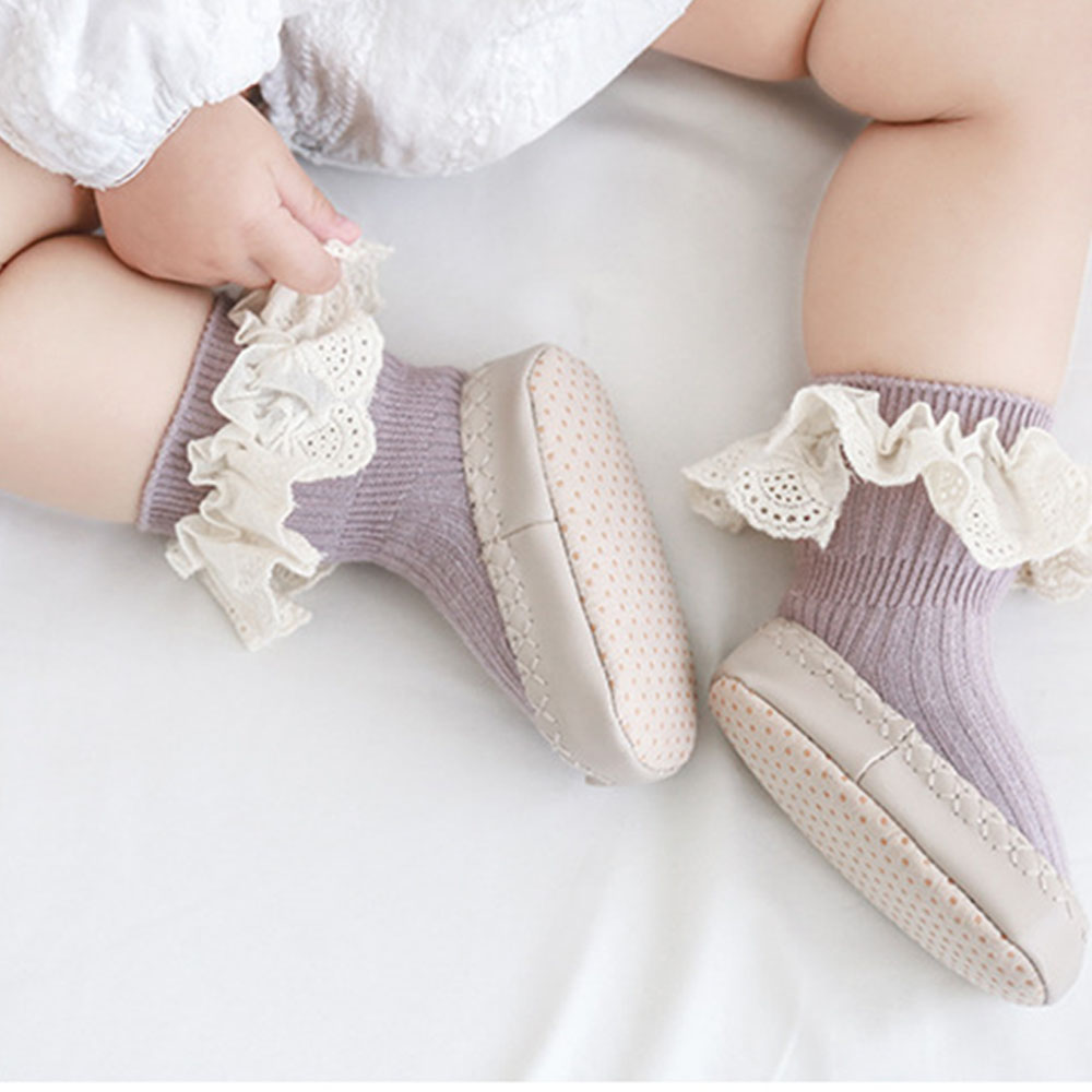 Higolot™Cotton lace baby mid tube toddler socks shoes
