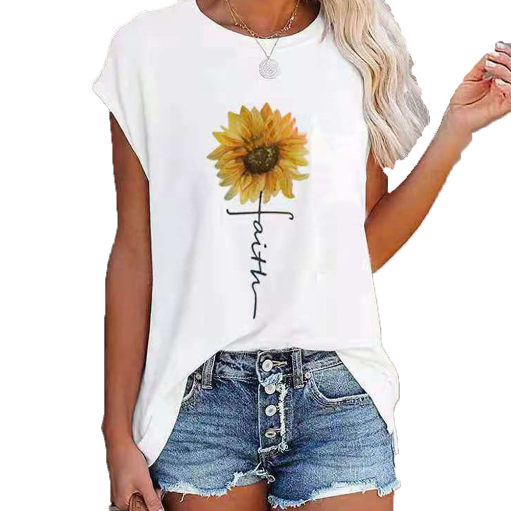 Castillotigo™ Verano girasol cuello redondo manga corta