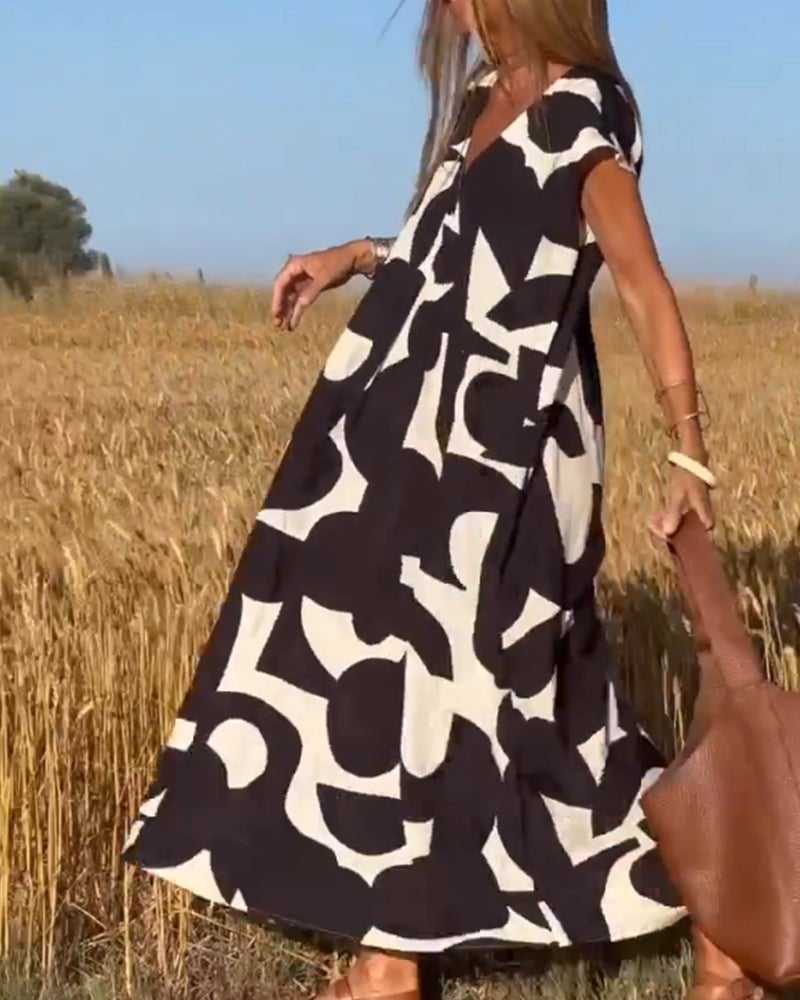 Amelia | Printed V-Neck Dress