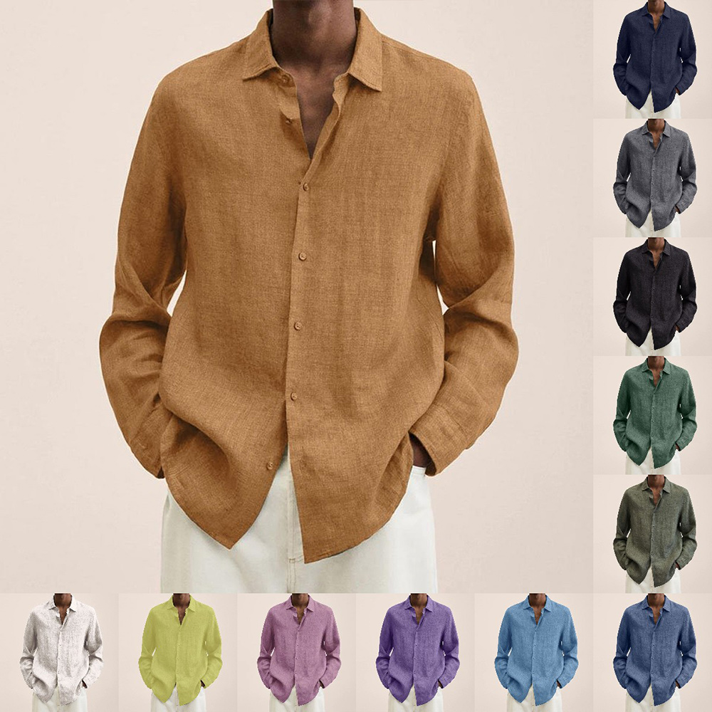 Castillotigo™ Camisa de lino de algodón cómoda estilo casual para hombre
