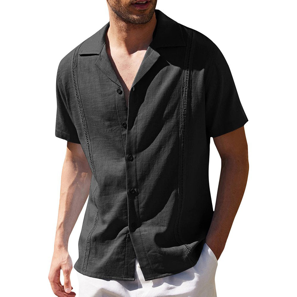 Castillotigo™ Camisas de manga corta de lino de moda para hombre