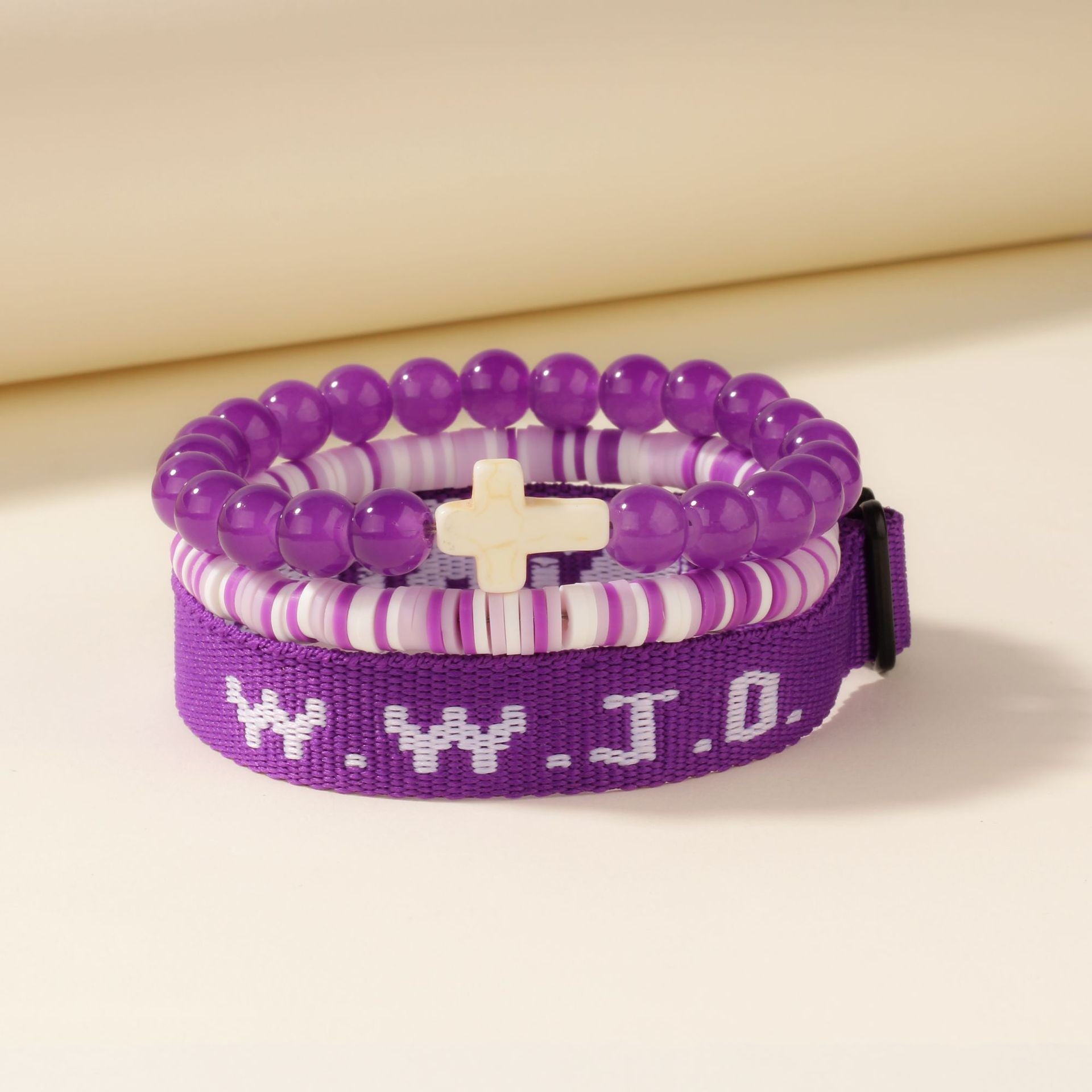 Wwjd Beaded Bracelet With Cross Charm, Exquisite Jewelry For Birthday Gift