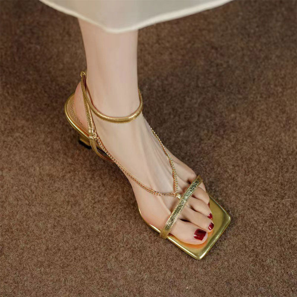 Castillotigo™ Sandalias de tacón bajo con punta cuadrada romana sexy de moda