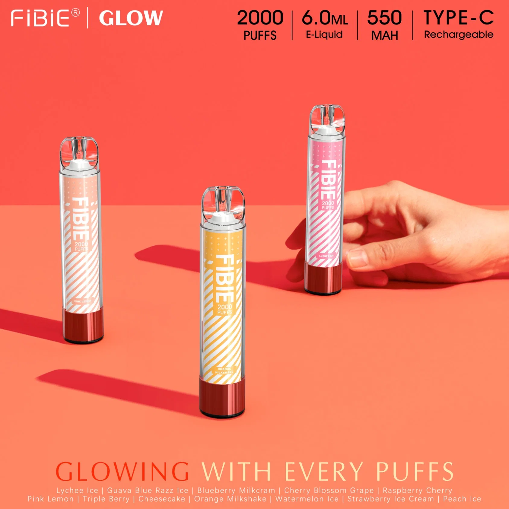 Fibie 2000 Glow With Every Puffs Disposable Vapor Wands - 12 FLAVORS