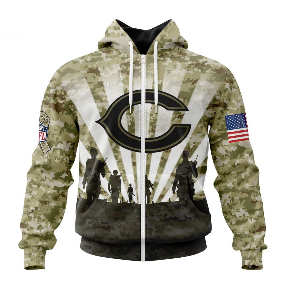 CHICAGO BEARS 3D HOODIE HONOR VETERANS