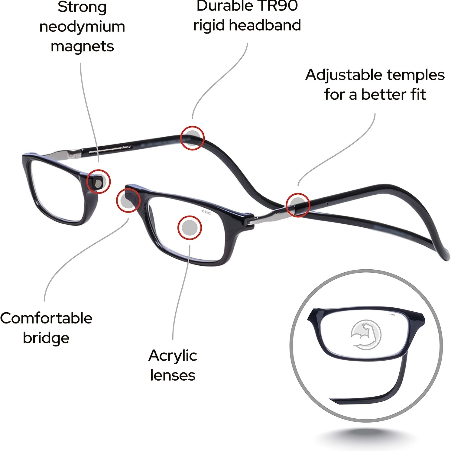 ADJUSTABLE TEMPLE READING GLASSES Hazelideal