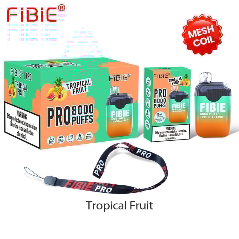FIBIE 8000 Puffs Disposable Vapor Wands(8000 PUFFS) -  Tropical-Fruit