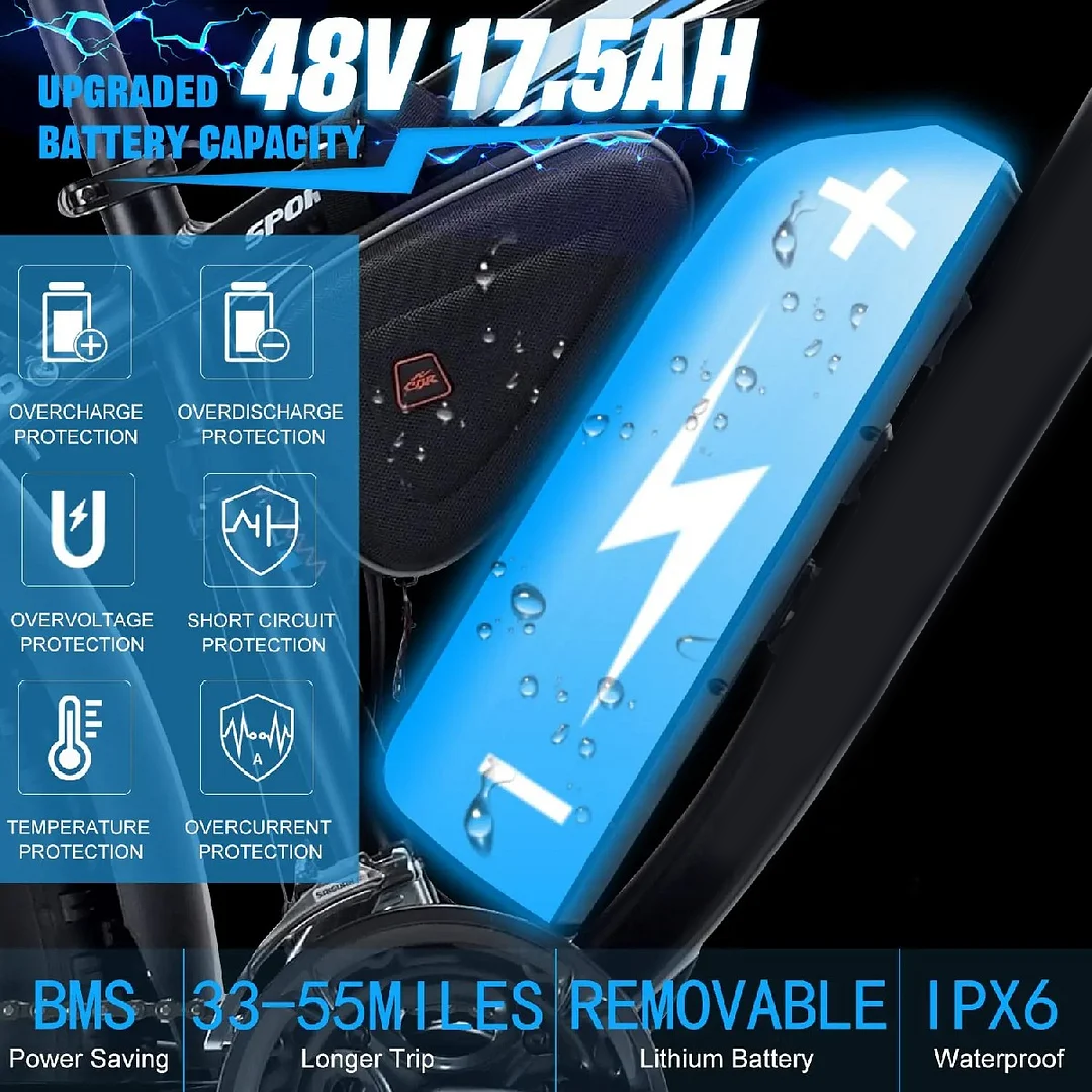 Wide tire electric bike with 1000W 48V/17.5Ah removable battery Robot