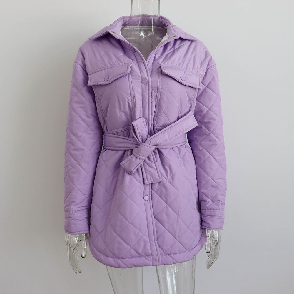 Castillotigo™ Nueva chaqueta acolchada con bolsillo de solapa de botonadura simple de invierno para mujer con cuadros