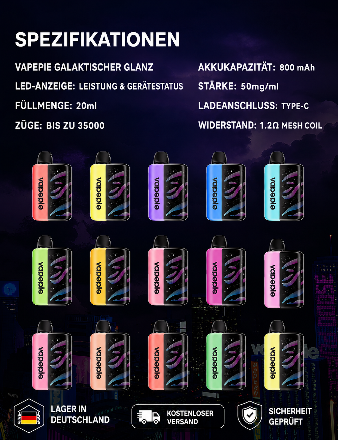 Sparpaket: 3 x 35.000 Züge – Wiederaufladbare Einweg-Vape | Wählen Sie 3 beliebige Geschmacksrichtungen
