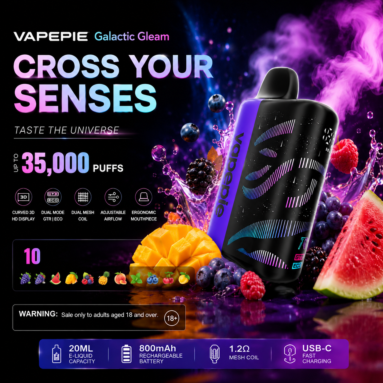 VAPEPIE Galactic Gleam 35000 Puffs Disposable/🍁 Canada Warehouse | Delivered within 5 Business Days