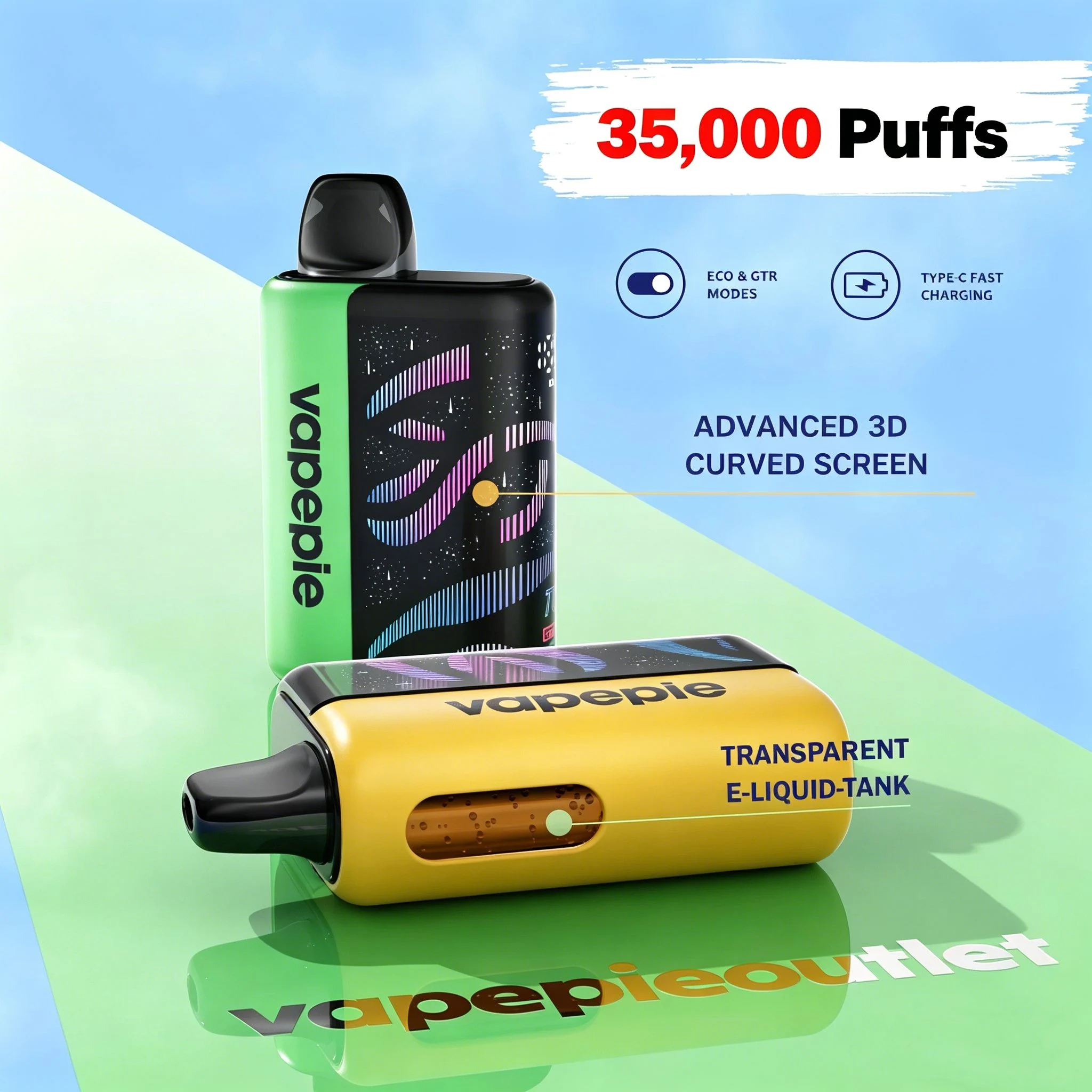 VAPEPIE Galactic Gleam 35000 Puffs Disposable Vape - Stunning Glow Effects,Massive Capacity