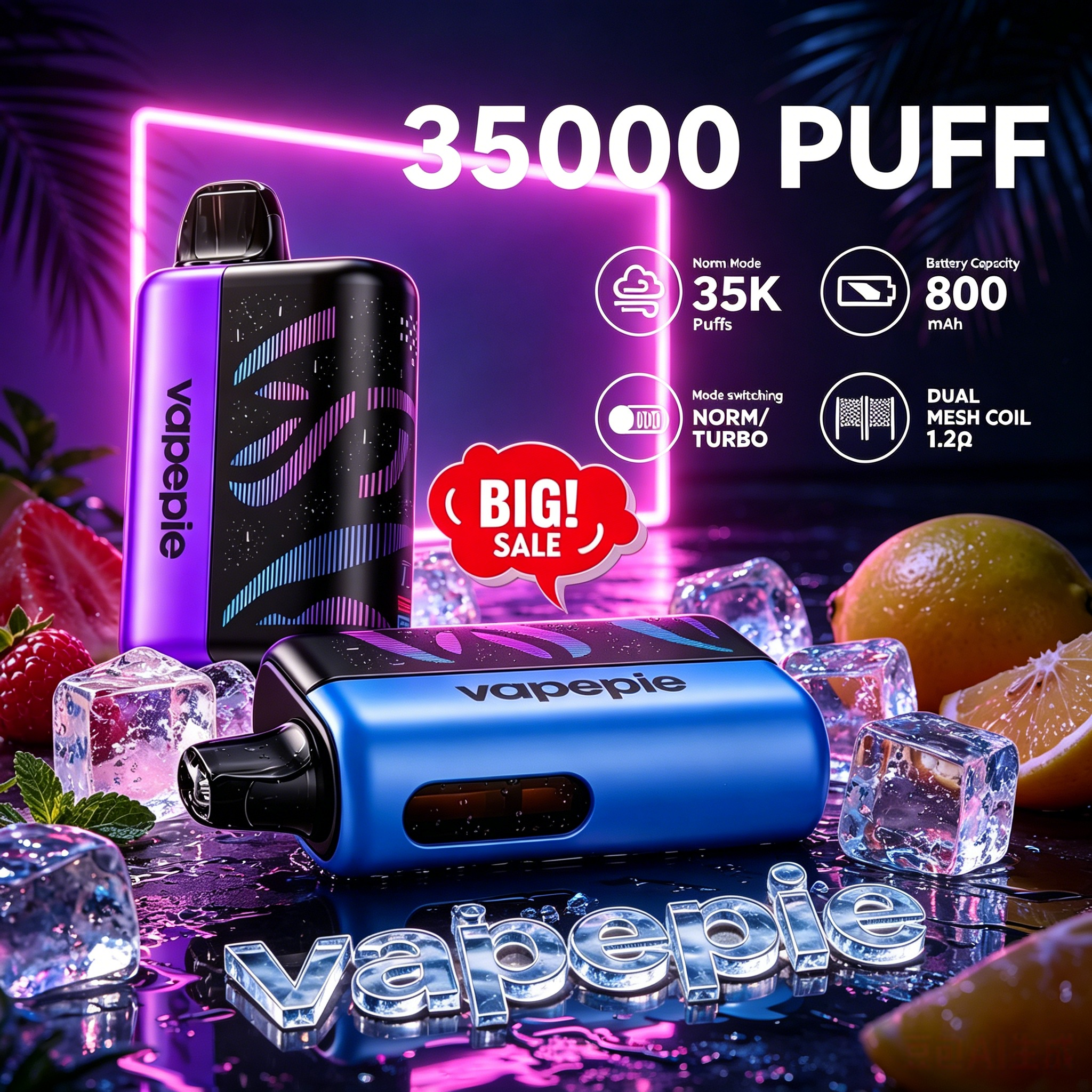 VAPEPIE Galactic Gleam 35000 Puffs Disposable Vape - Stunning Glow Effects,Massive Capacity