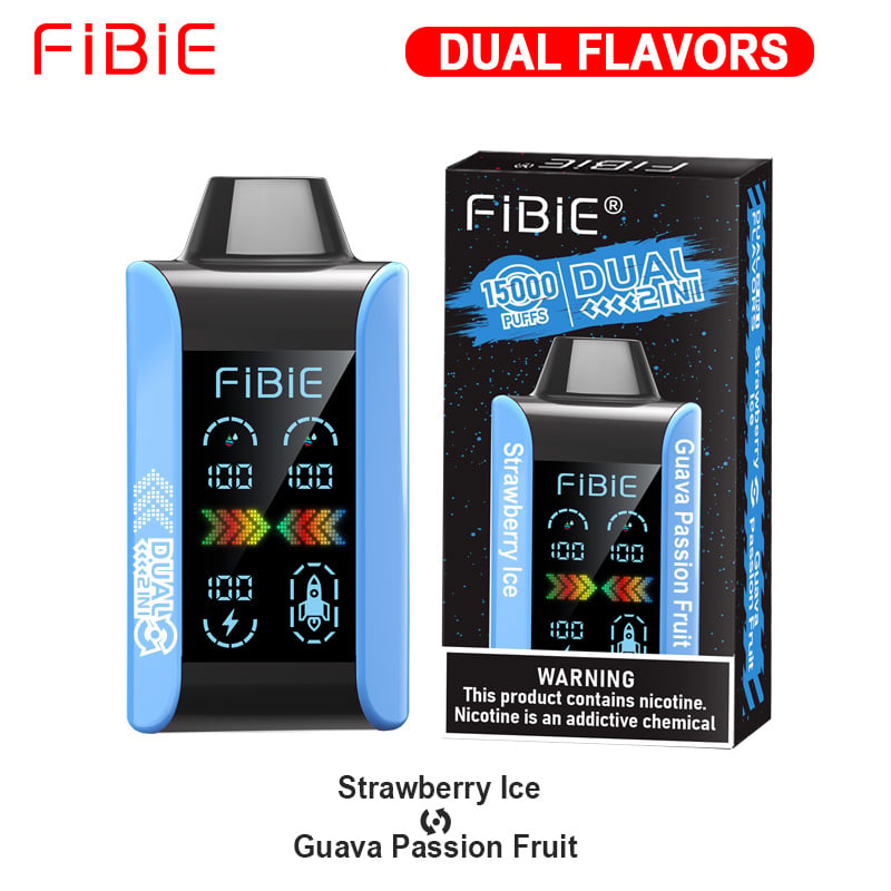 STRAWBERRY ICE & GUAVA PASSION FRUIT - FIBIE 15000 Dual Flavors Disposable Vapor Wands(15000 PUFFS)