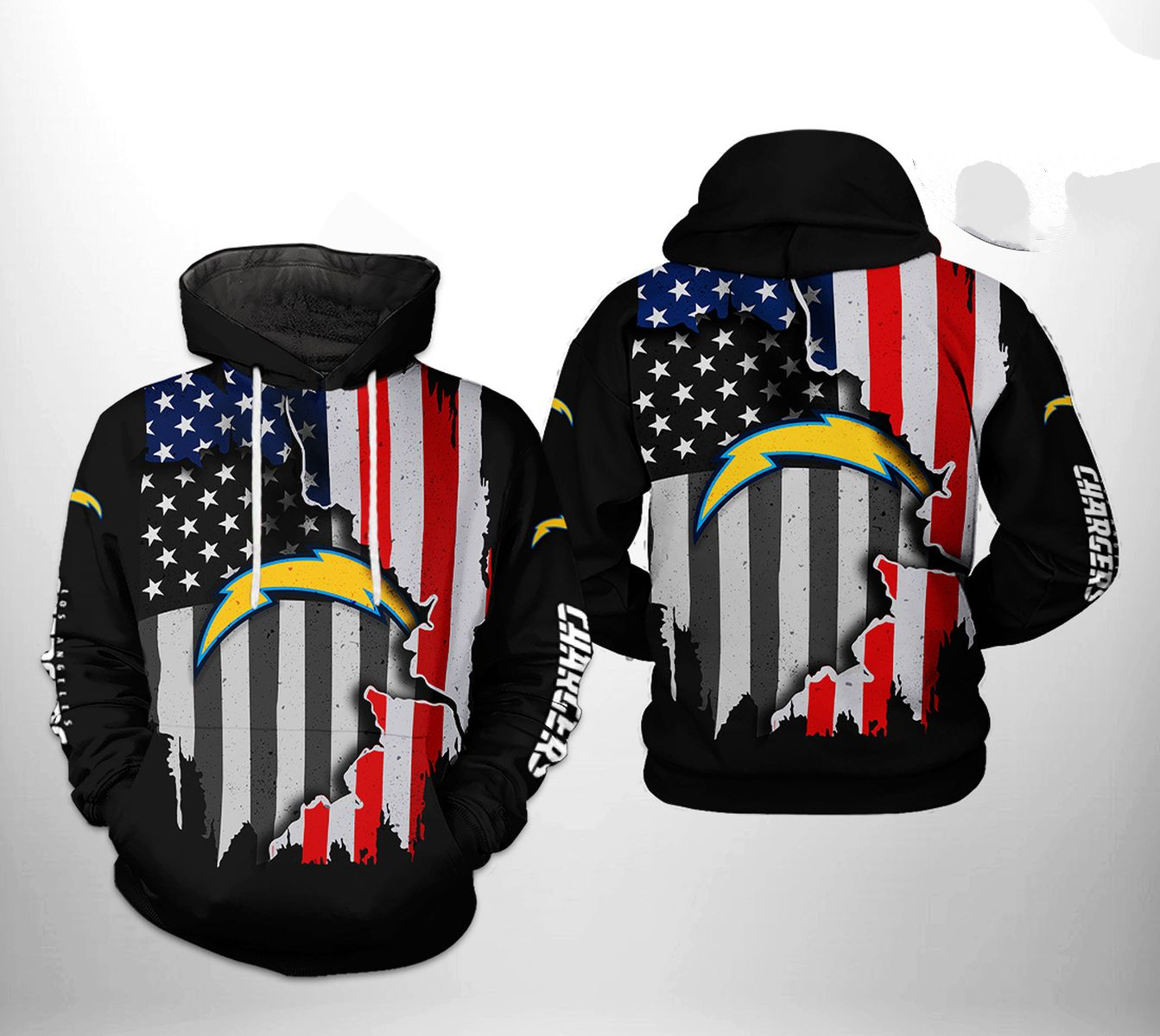 LOS ANGELES CHARGERS 3D HOODIE SKULL109