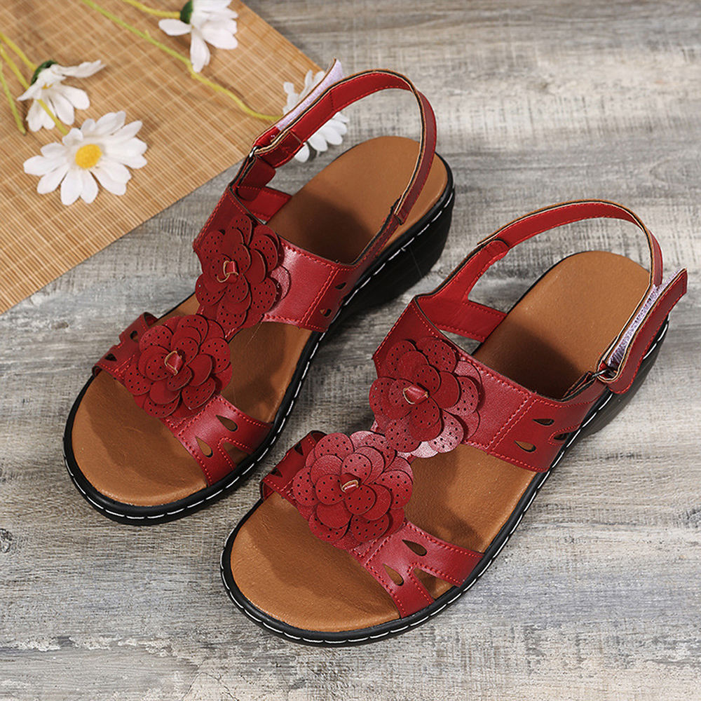 Castillotigo™ Nuevas sandalias huecas de flores de color sólido de verano