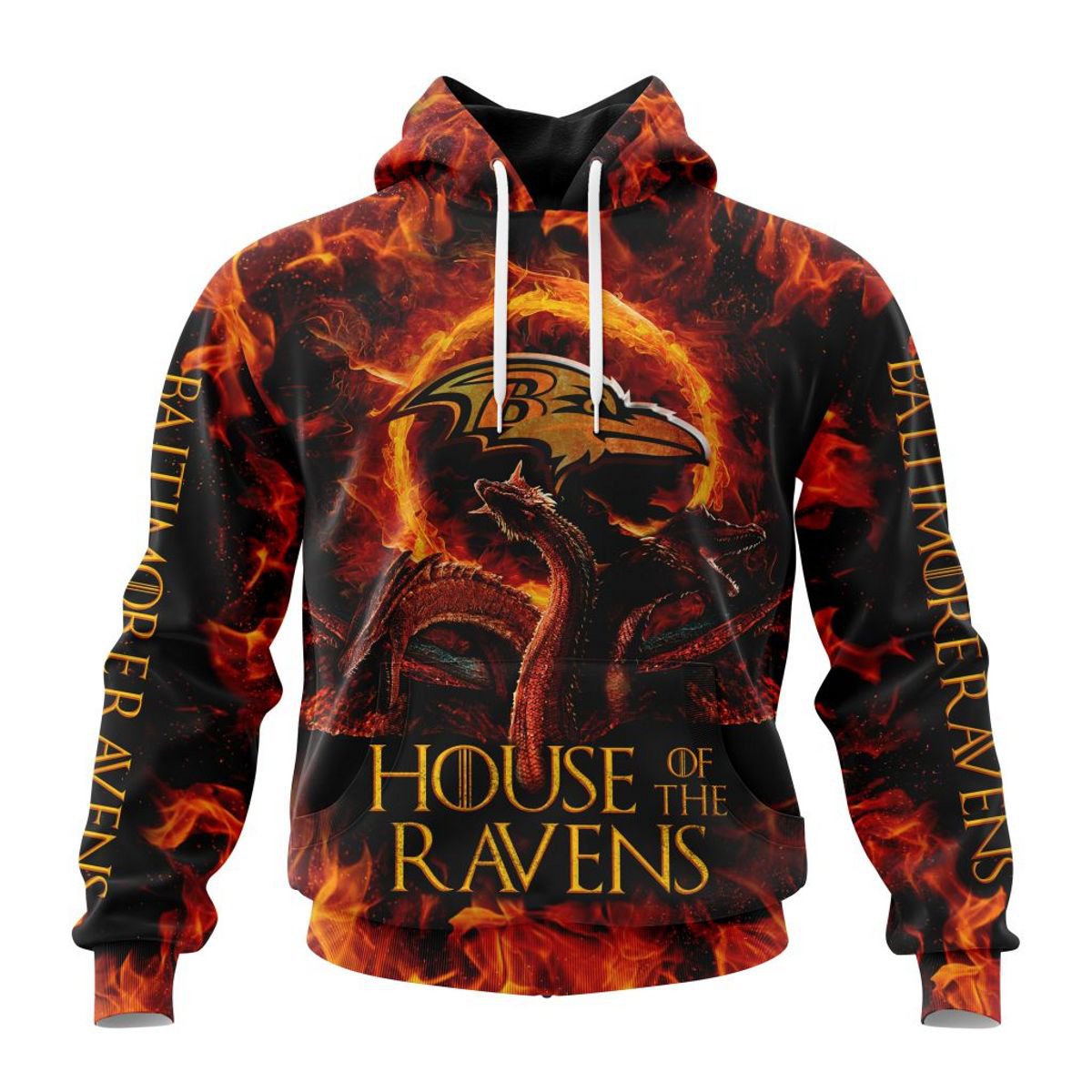BALTIMORE RAVENS GAME OF THRONES – HOUSE OF THE RAVENS 3D HOODIE
