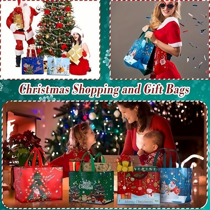 16PCS Christmas Gift Bags With Assorted Patterns