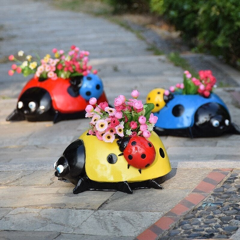 💓Mother's Day Gift - Metal ladybug flower pot