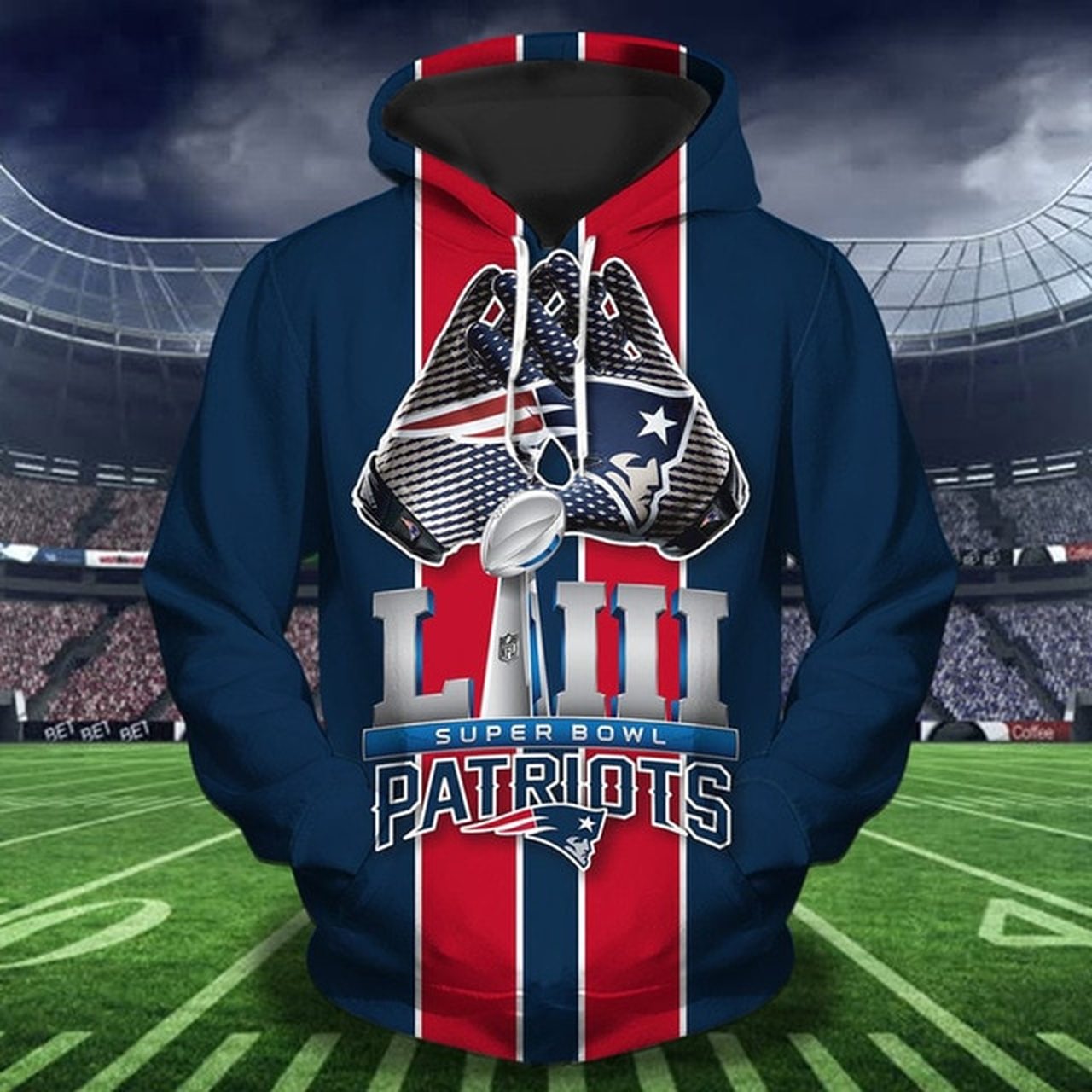 NEW ENGLAND PATRIOTS 3D HOODIE NNEP019