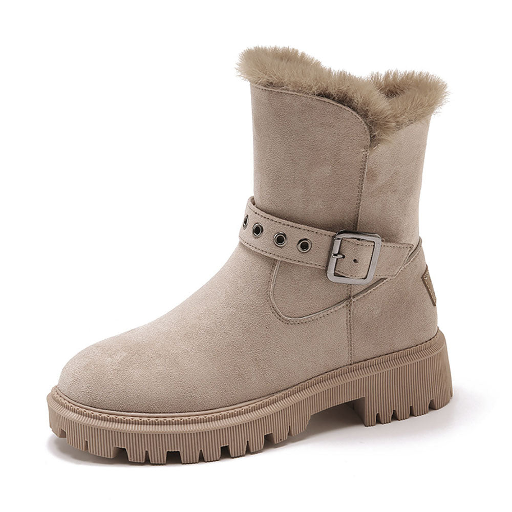 Castillotigo™ Botas de nieve altas con hebilla de cinturón nuevas para otoño e invierno para mujer