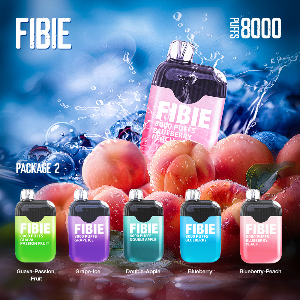 FIBIE 8000 Puffs Disposable Vapor Wands (15 Flavors Collection)