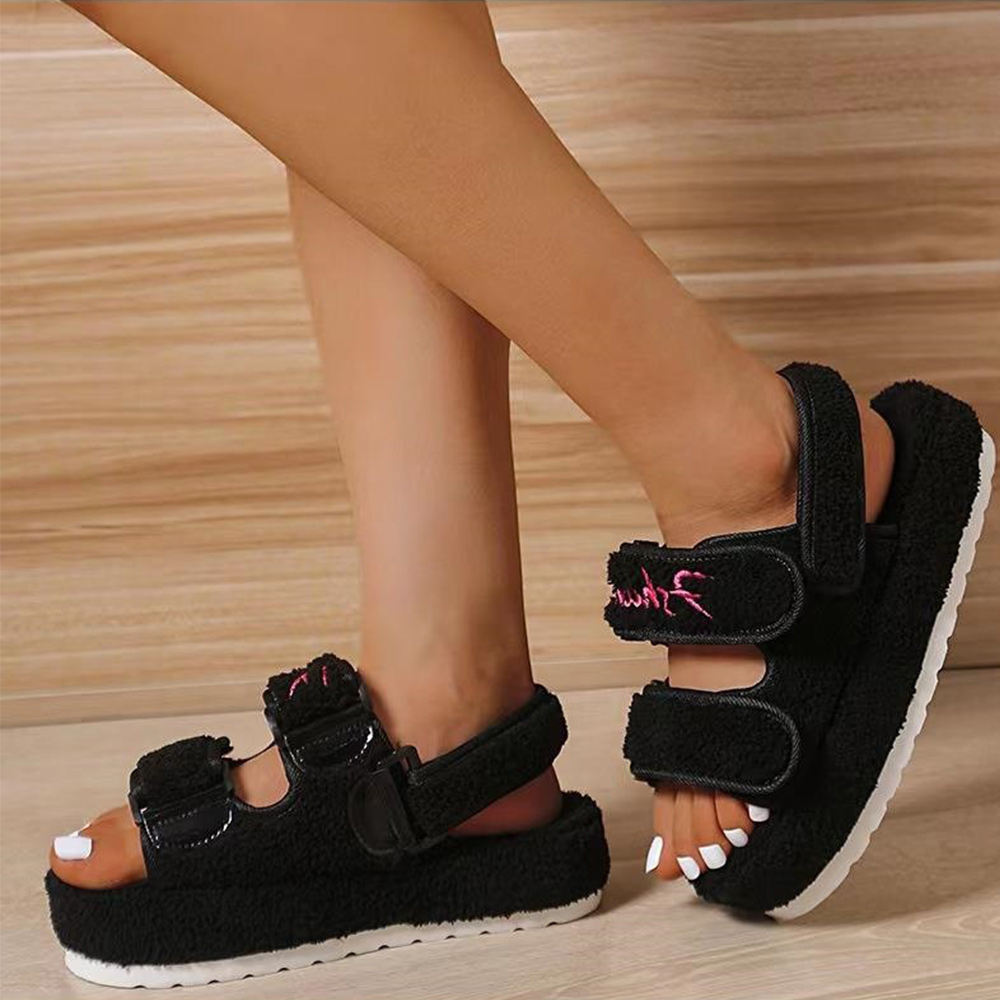 Castillotigo™ Sandalias de felpa con plataforma de nueva moda