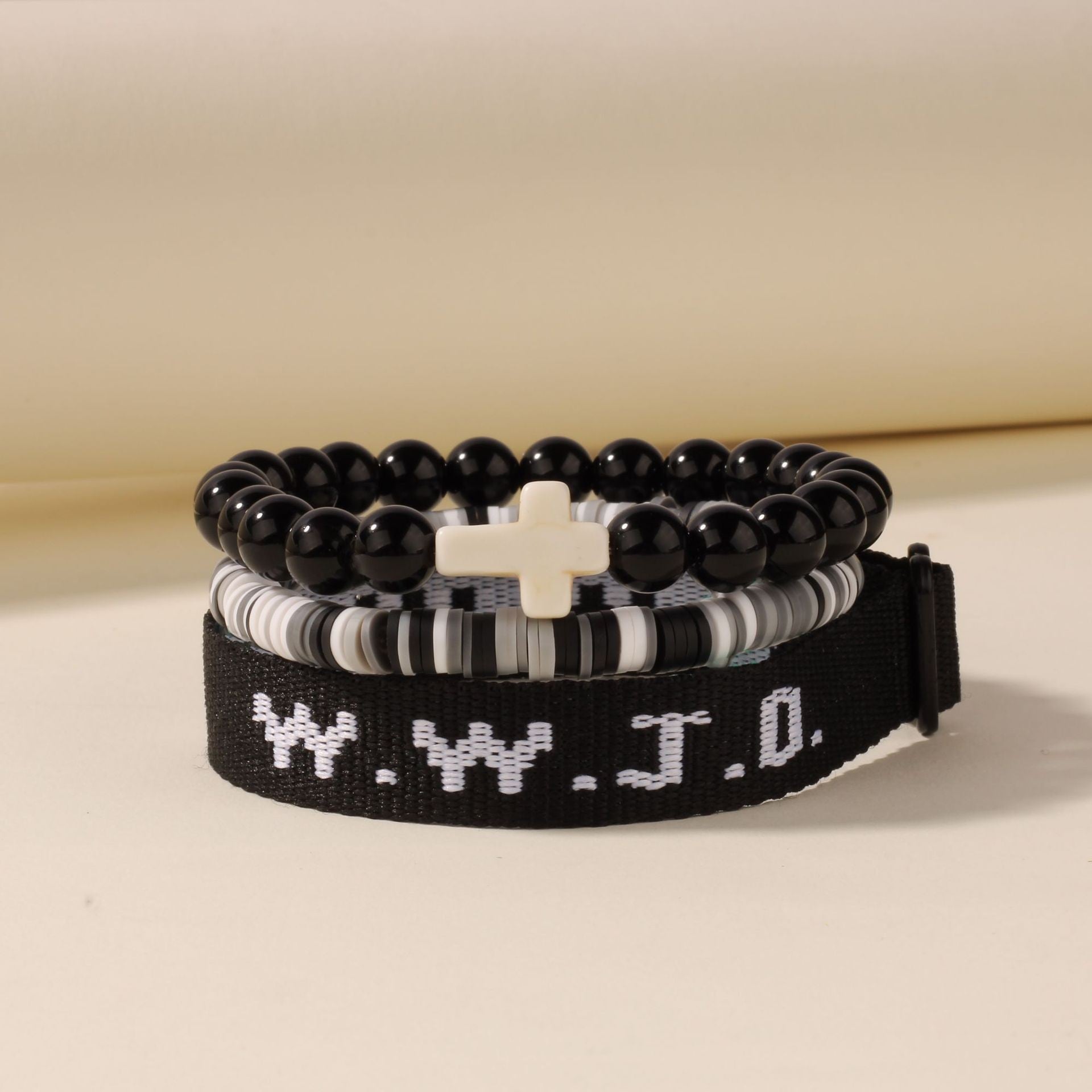 Wwjd Beaded Bracelet With Cross Charm, Exquisite Jewelry For Birthday Gift