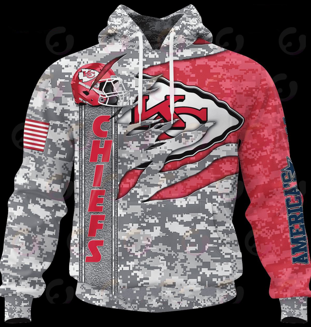 KANSAS CITY CHIEFS 3D HOODIE CAMO US