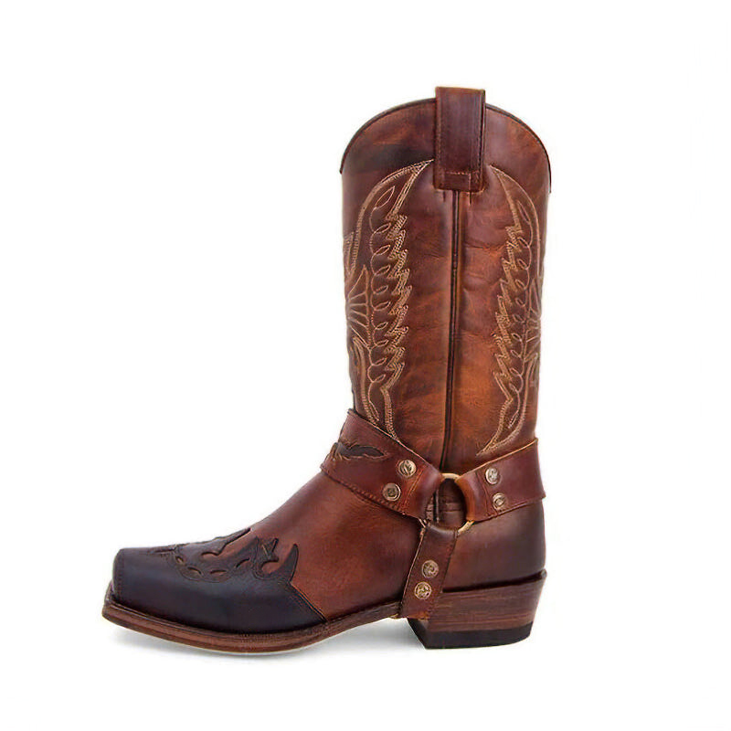 MEN'S BUCKLE CAVED COWBOY BOOTS MEABOOTS