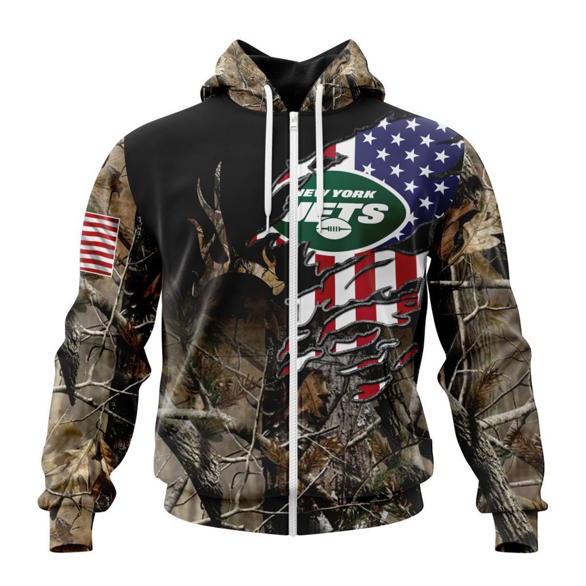 NEW YORK JETS 3D HOODIE CAMO REALTREE HUNTING
