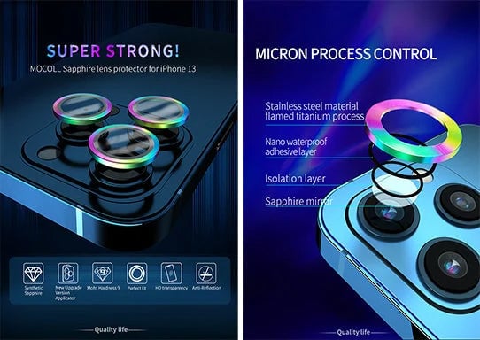 Colorful Sapphire Lens Protector for iPhone