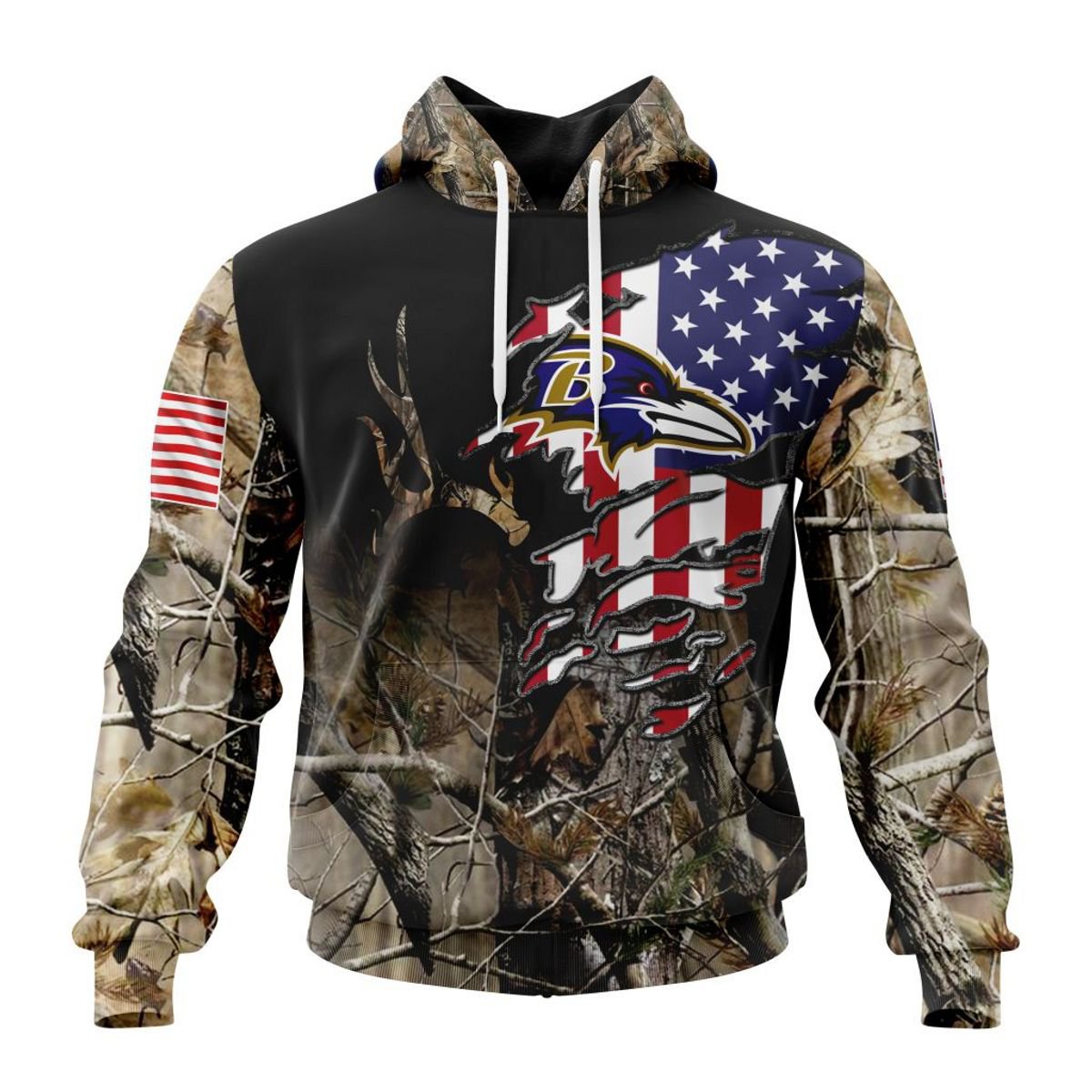 BALTIMORE RAVENS 3D HOODIE CAMO REALTREE HUNTING