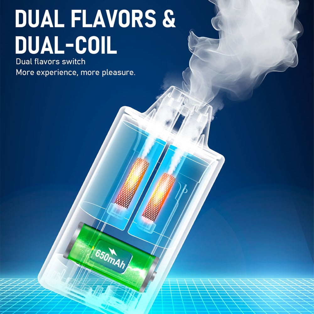 FIBIE 15000 Dual Flavors Disposable Vapor Wands(15000 PUFFS) - Digital LCD Indicator