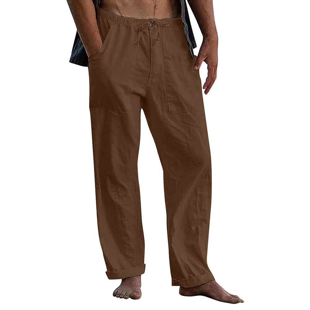 Castillotigo™ Pantalones casuales sueltos de lino con cordón para hombre 2022