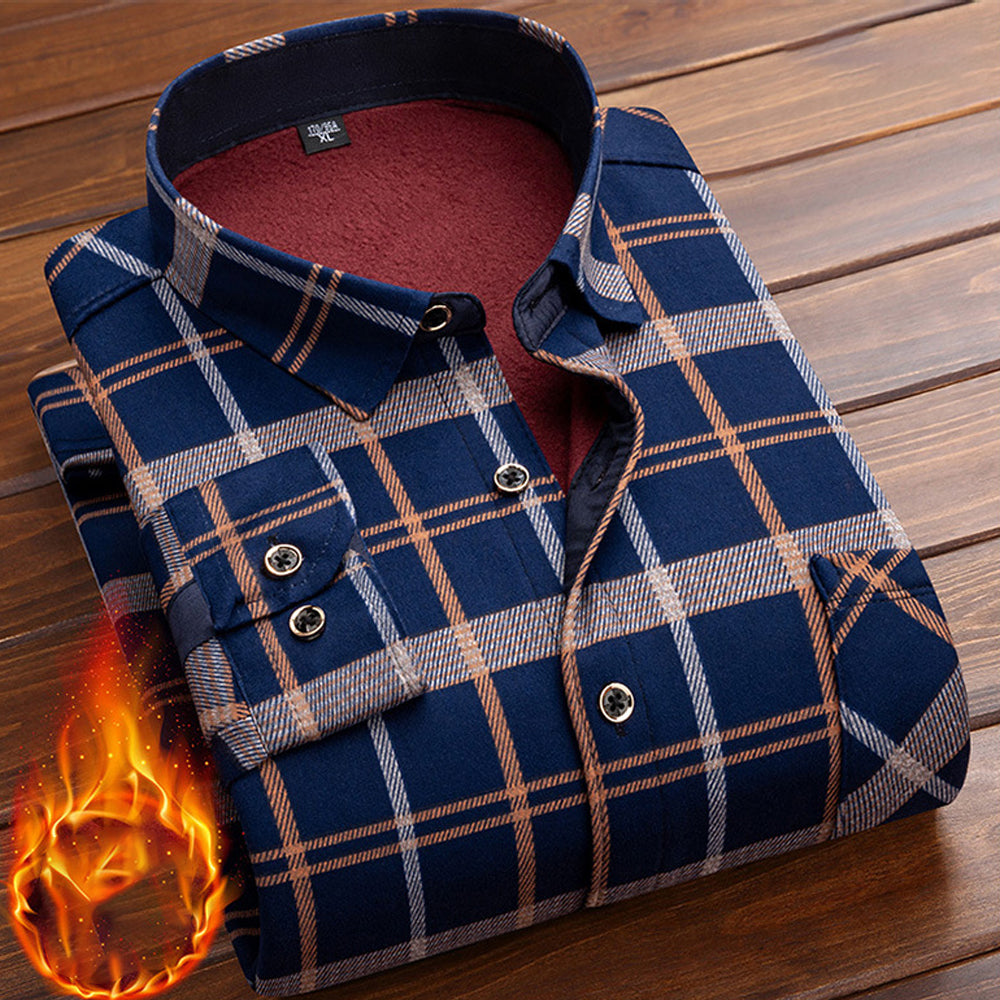 Castillotigo™ Camisa informal de manga larga a cuadros para hombre nueva de otoño e invierno