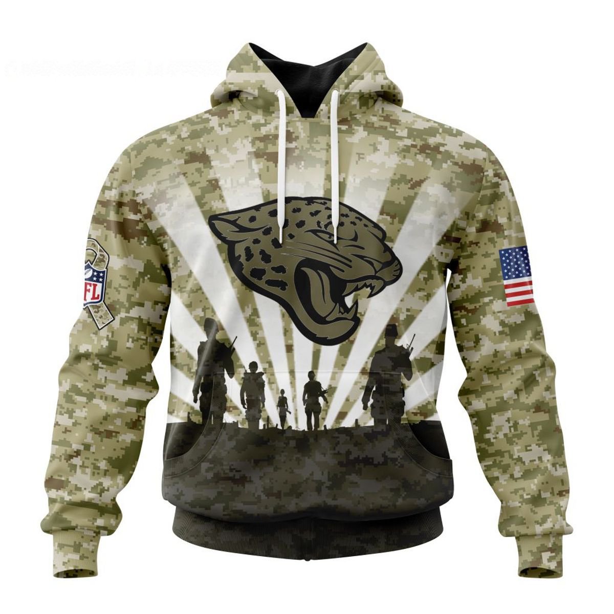 JACKSONVILLE JAGUARS 3D HOODIE HONOR VETERANS