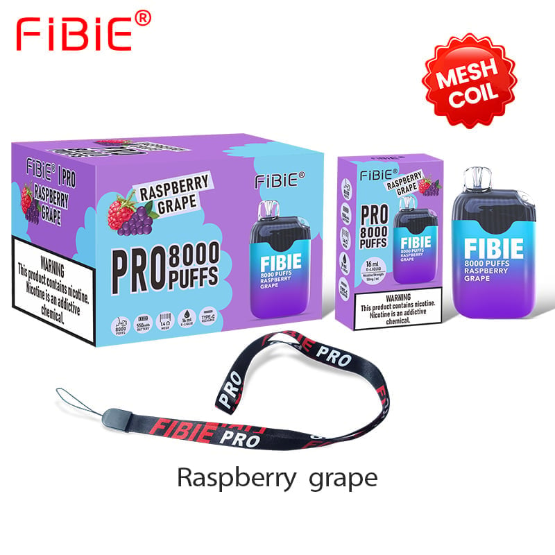 FIBIE 8000 Puffs Disposable Vapor Wands(8000 PUFFS) -  Raspberry--grape