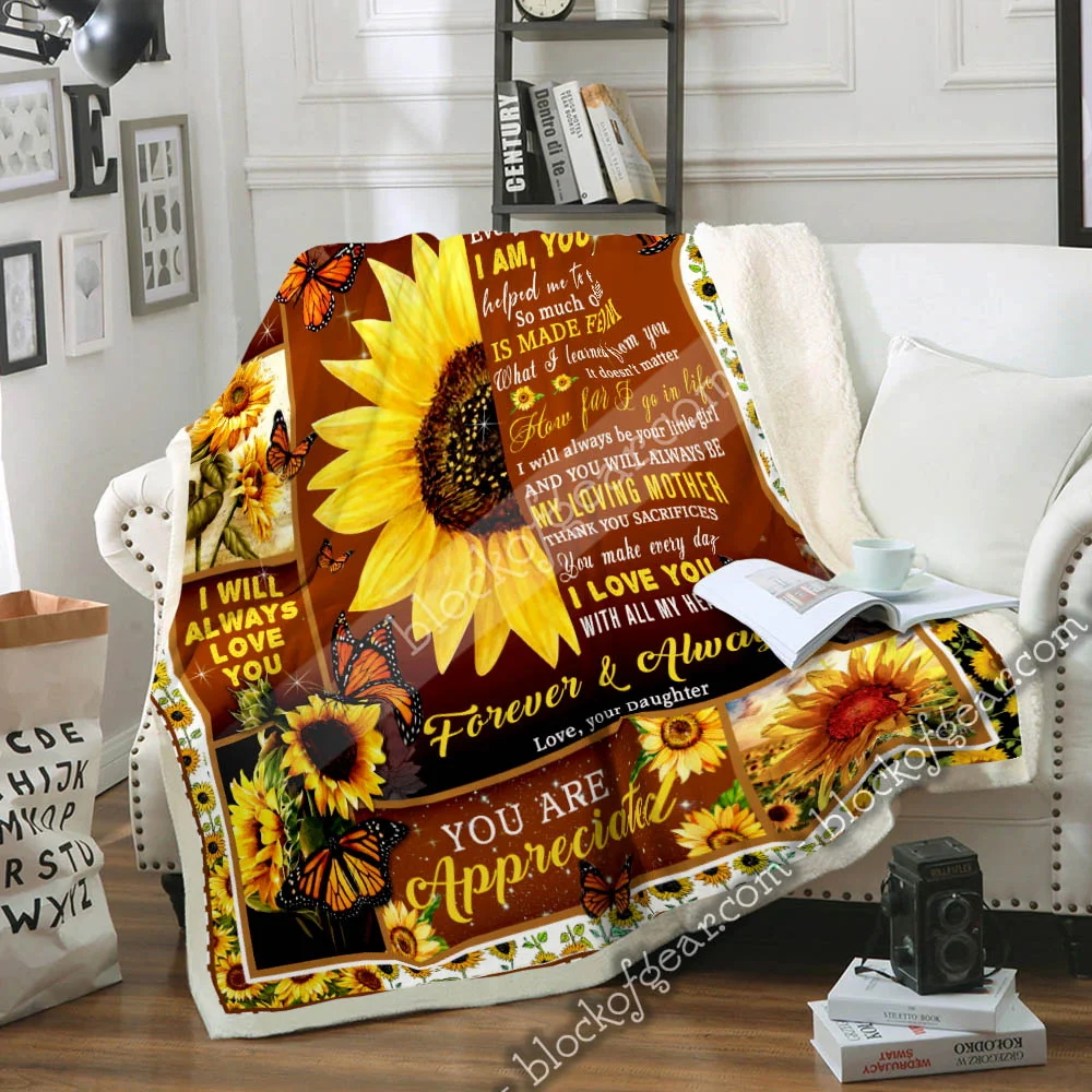 To My Mom, Butterfly Sunflower Sofa Throw Blanket THN1888