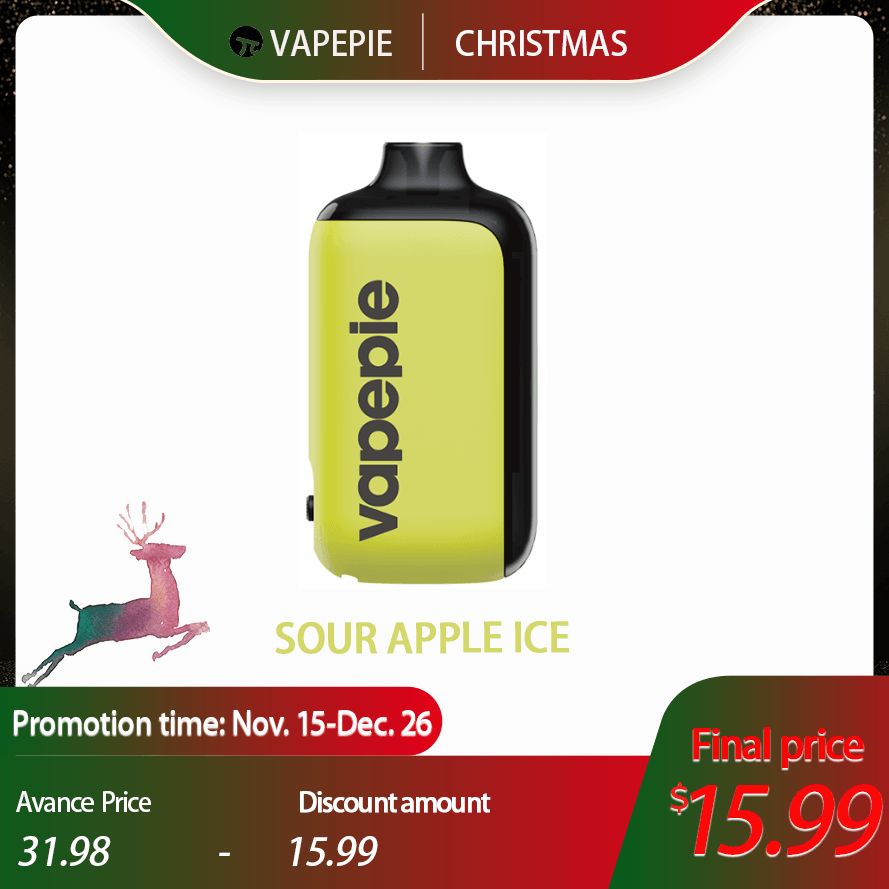 🎄Vapepie AG 15000 PUFFS---SOUR APPLE ICE