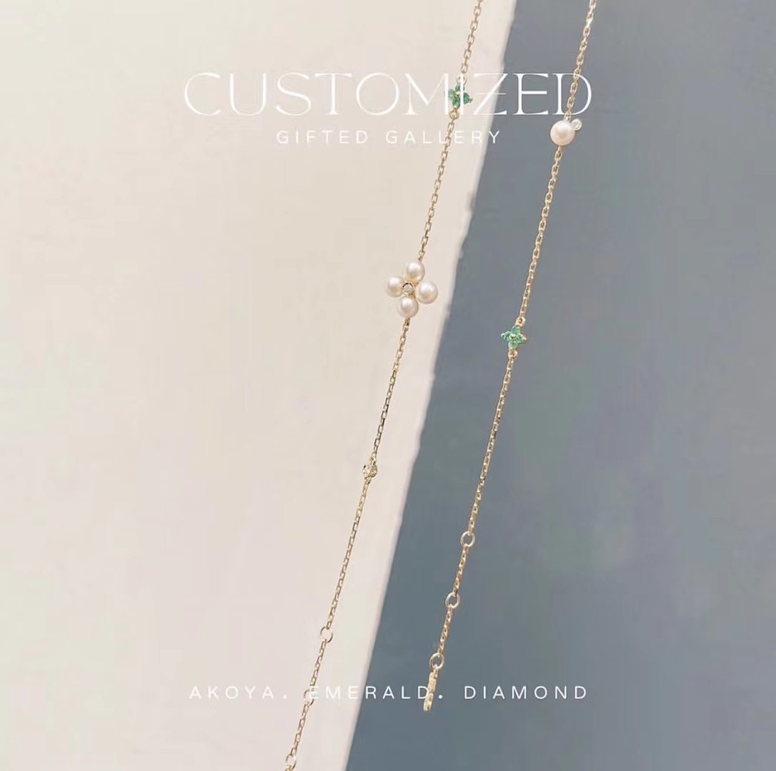 Bespoke＊Emerald x Pearl Bracelet Set by Gifted Gallery